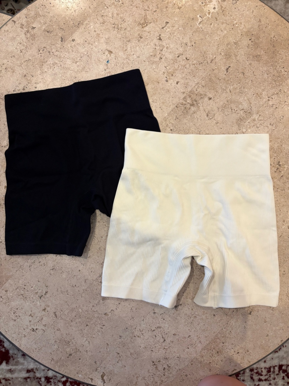 Women’s Ribbed Biker Shorts Set - White & Black